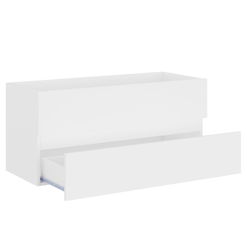 vidaXL Долен шкаф за мивка, бял, 100x38,5x45 см, ПДЧ