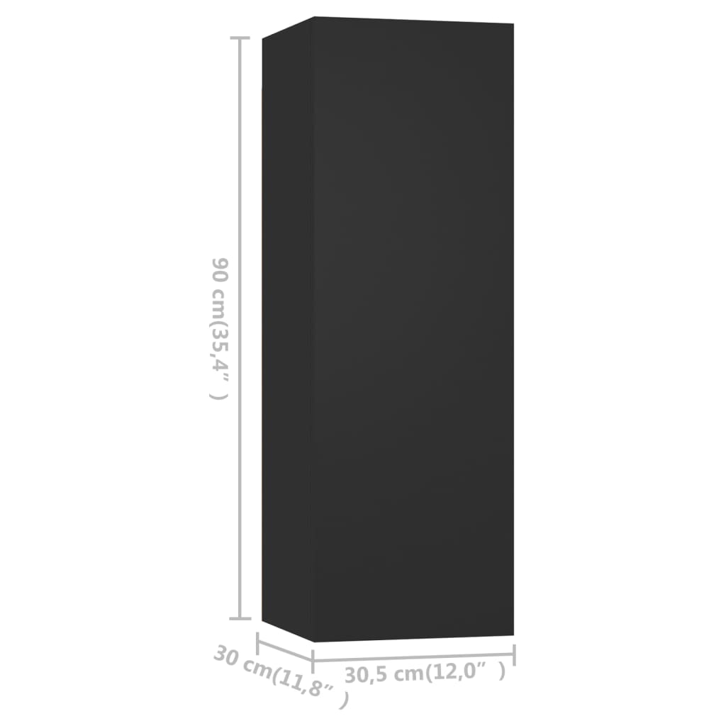 vidaXL ТВ шкаф, черен, 30,5x30x90 см, ПДЧ