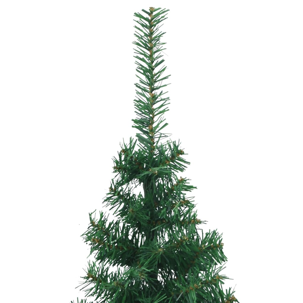 vidaXL Ъглова изкуствена коледна елха, зелена, 210 см, PVC