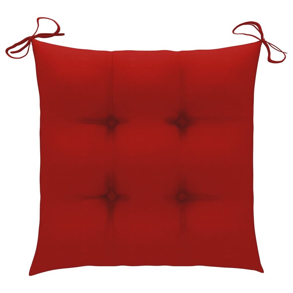 vidaXL Възглавници за столове, 4 бр, 40x40x8 см, червени