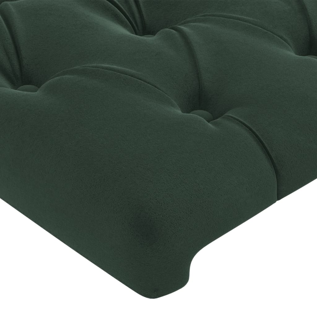 vidaXL LED горна табла за легло, тъмнозелена, 93x16x78/88 см, кадифе