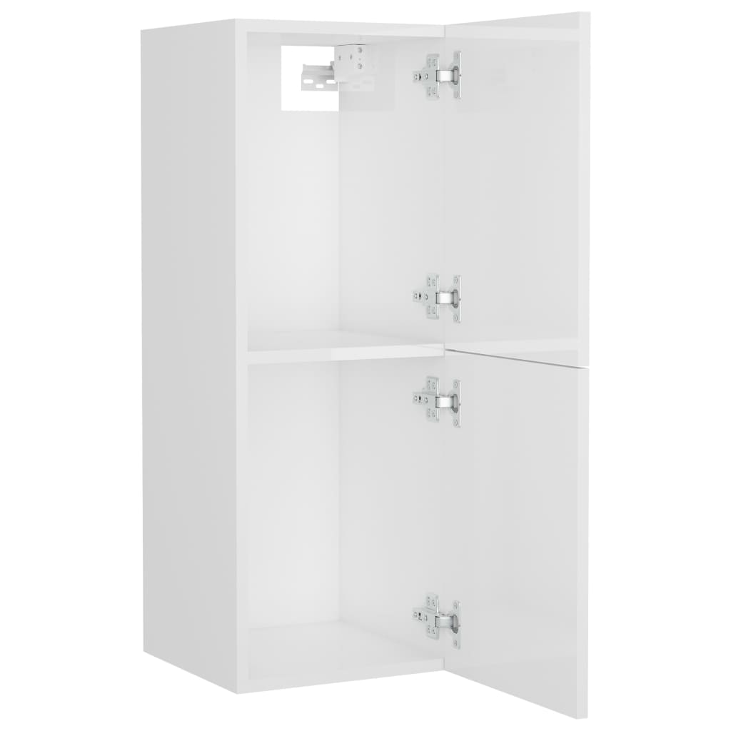 vidaXL Шкаф за баня, бял гланц, 30x30x80 см, ПДЧ