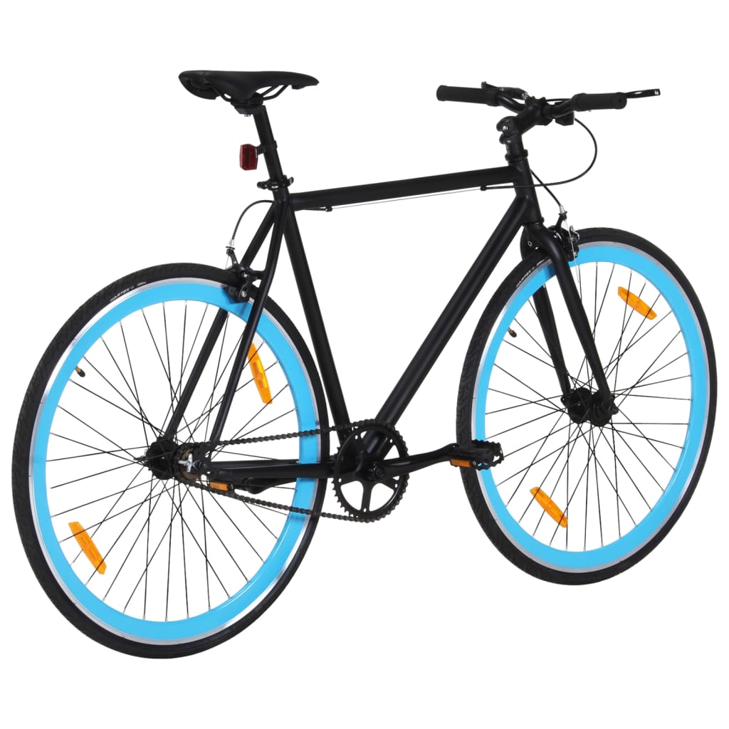 vidaXL Велосипед с фиксирана предавка, черно и синьо, 700c, 55 см