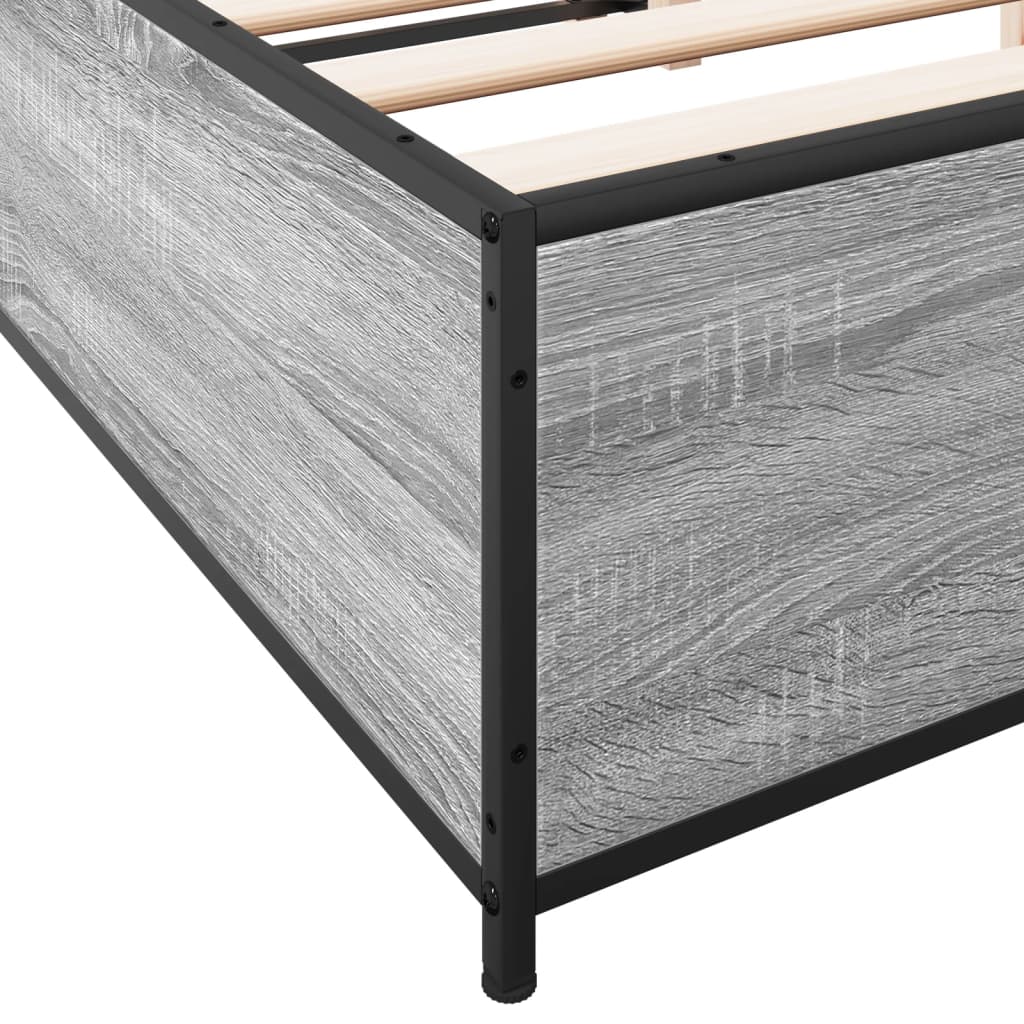vidaXL Рамка за легло, сив сонома, 120x190 см, инженерно дърво и метал