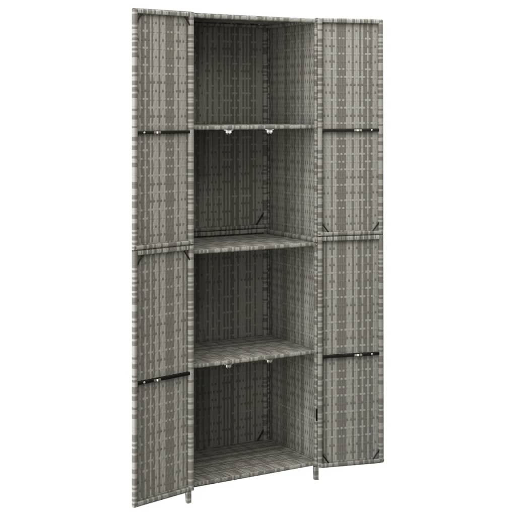 vidaXL Градински шкаф за съхранение, сив, 59x40x180 см, полиратан