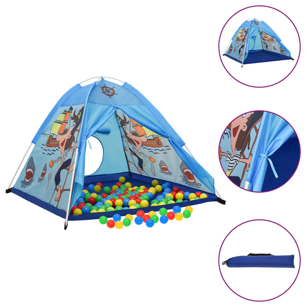 vidaXL Детска палатка за игра, синя, 120x120x90 см