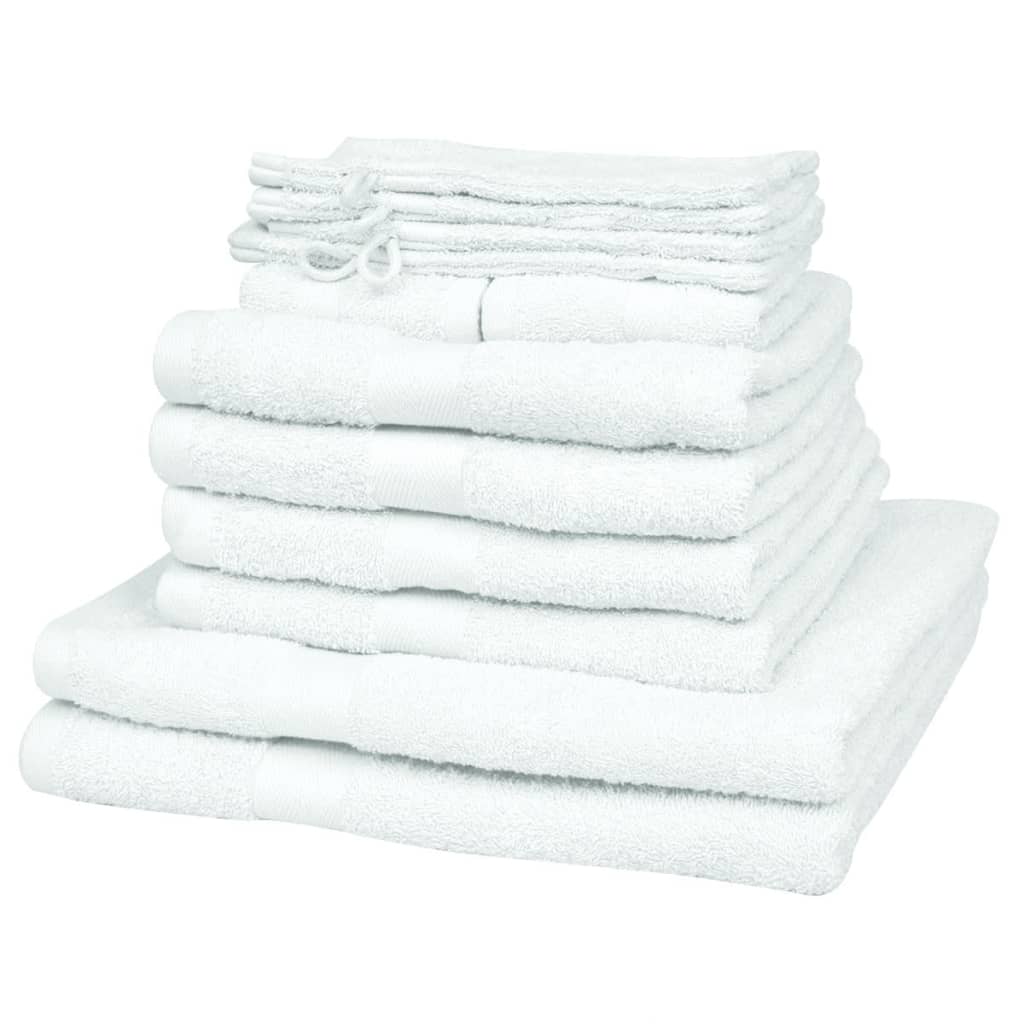 vidaXL Комплект хавлиени кърпи за дома, 12 бр, памук, 500 гр/м2, бял