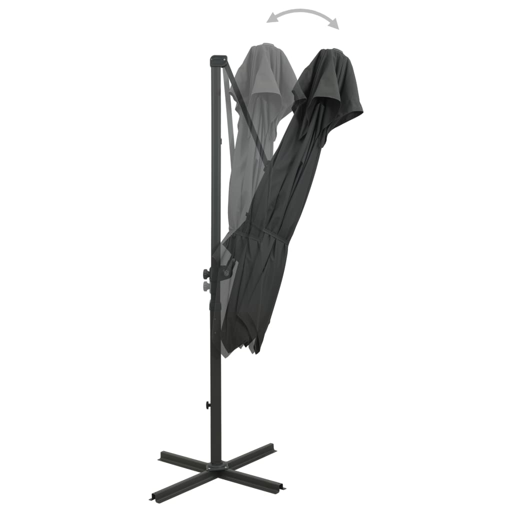 vidaXL Градински чадър чупещо рамо с двоен покрив 250x250 см антрацит