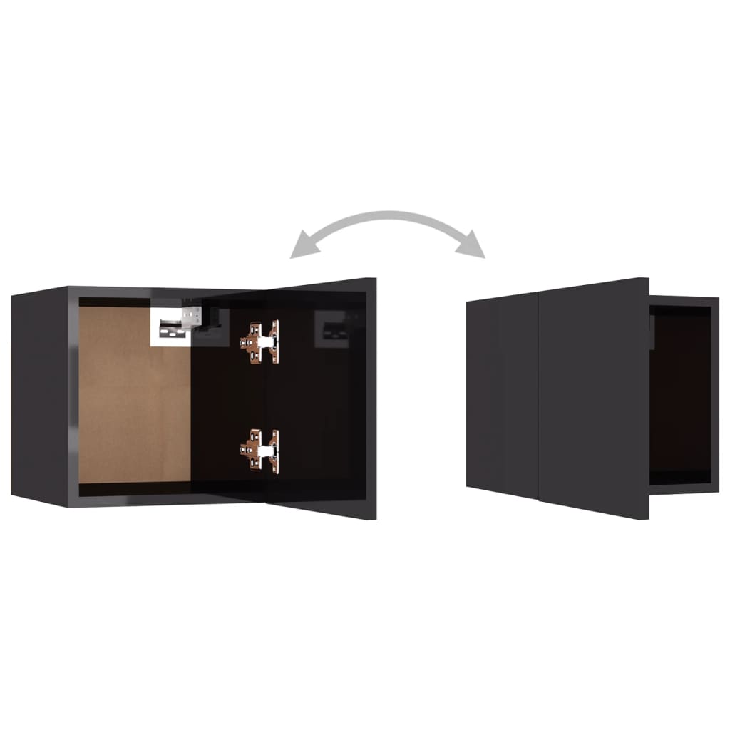 vidaXL ТВ шкафове за стенен монтаж, 4 бр, сив гланц, 30,5x30x30 см