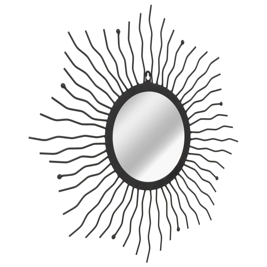 vidaXL Градинско стенно огледало, слънчеви лъчи, 60 см, черно