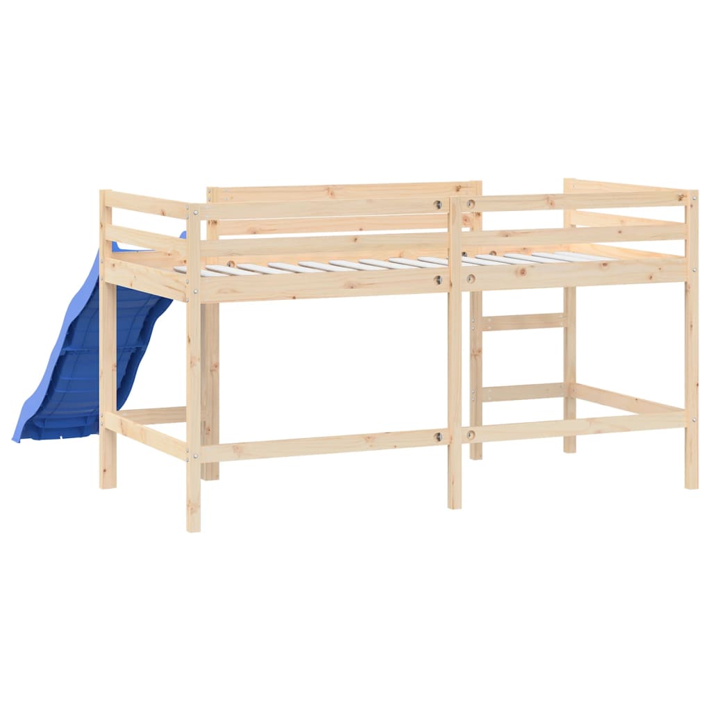 vidaXL Детско високо легло с пързалка, 80x200 см, бор масив