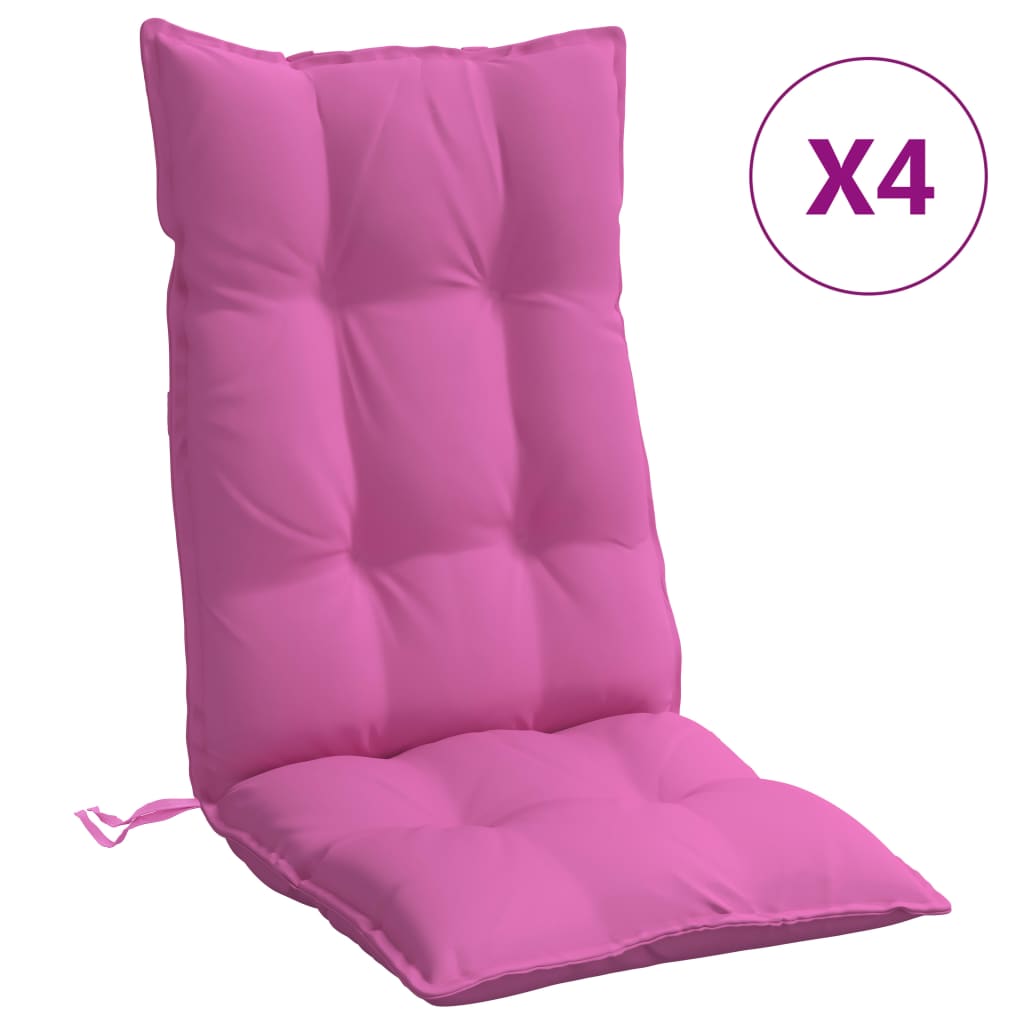 vidaXL Възглавници за стол с висока облегалка 4 бр розови Оксфорд плат