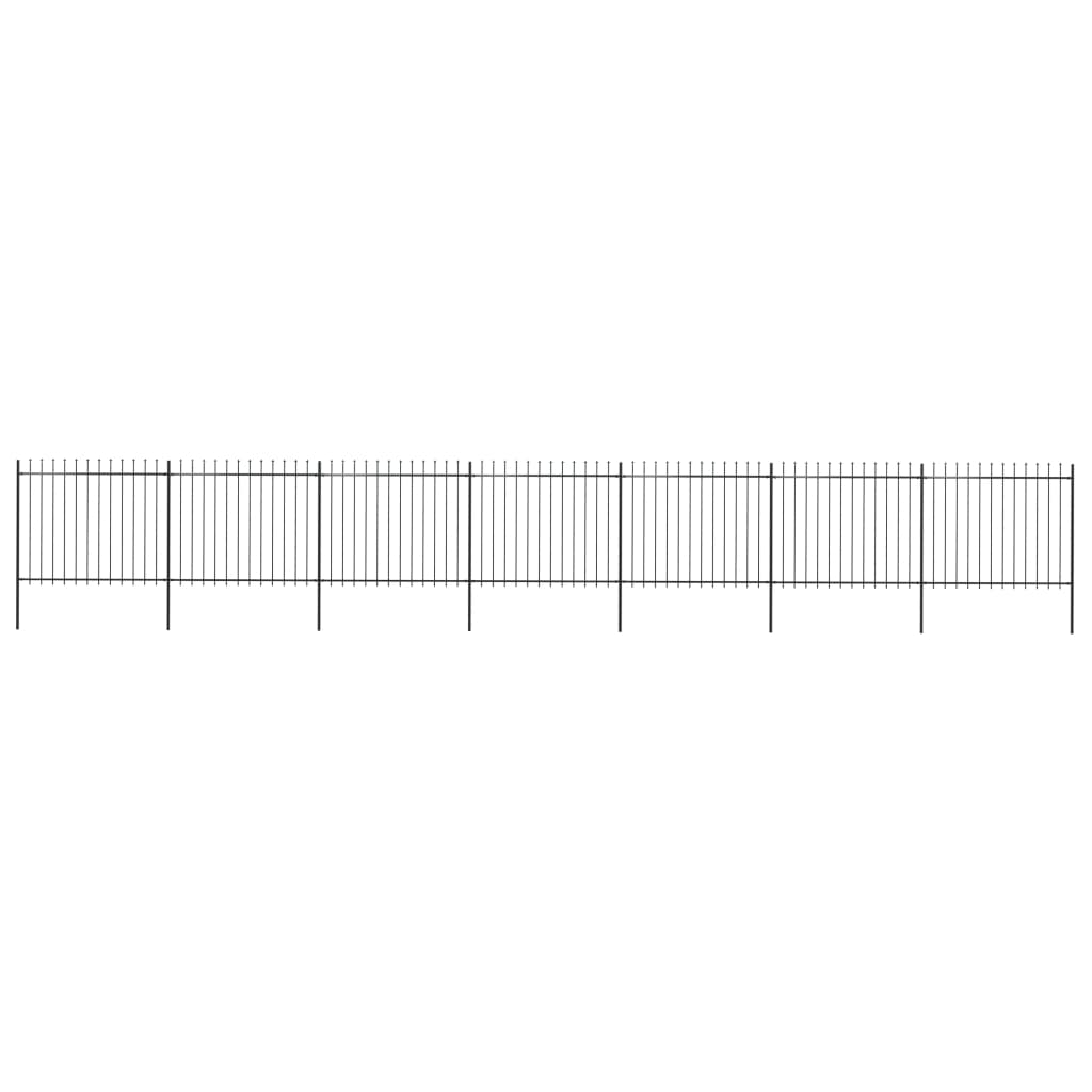 vidaXL Градинска ограда с пики, стомана, 11,9x1,5 м, черна