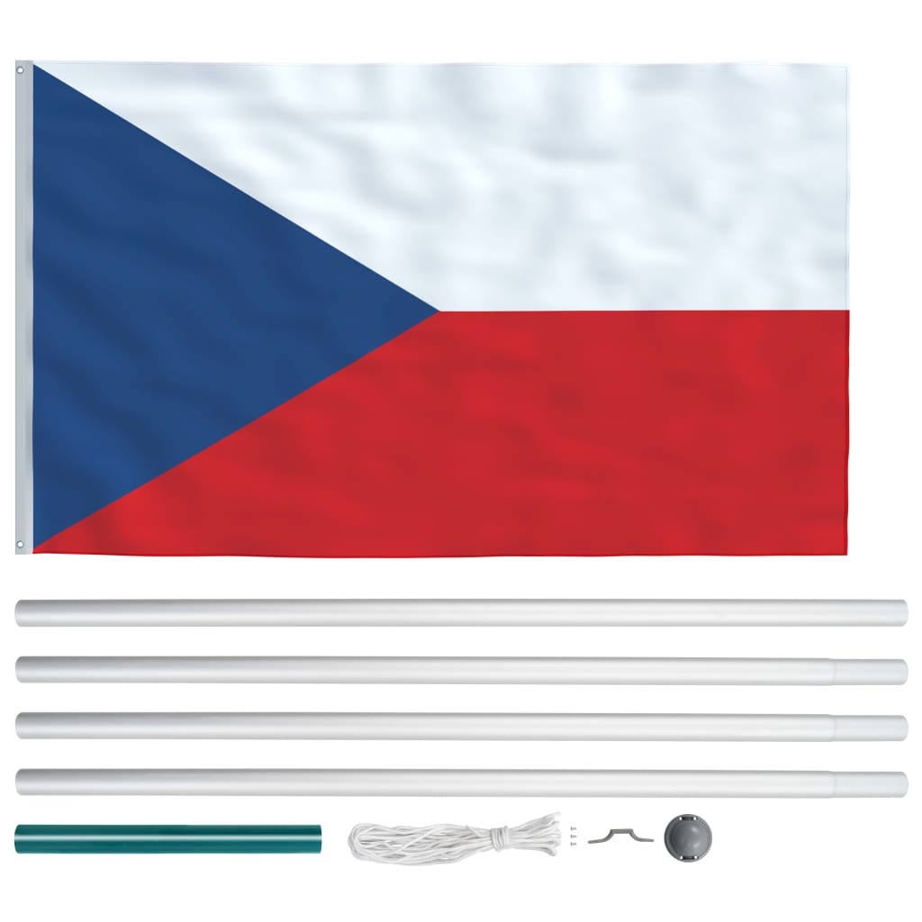 vidaXL Флаг на Чехия и алуминиев флагщок, 6,2 м