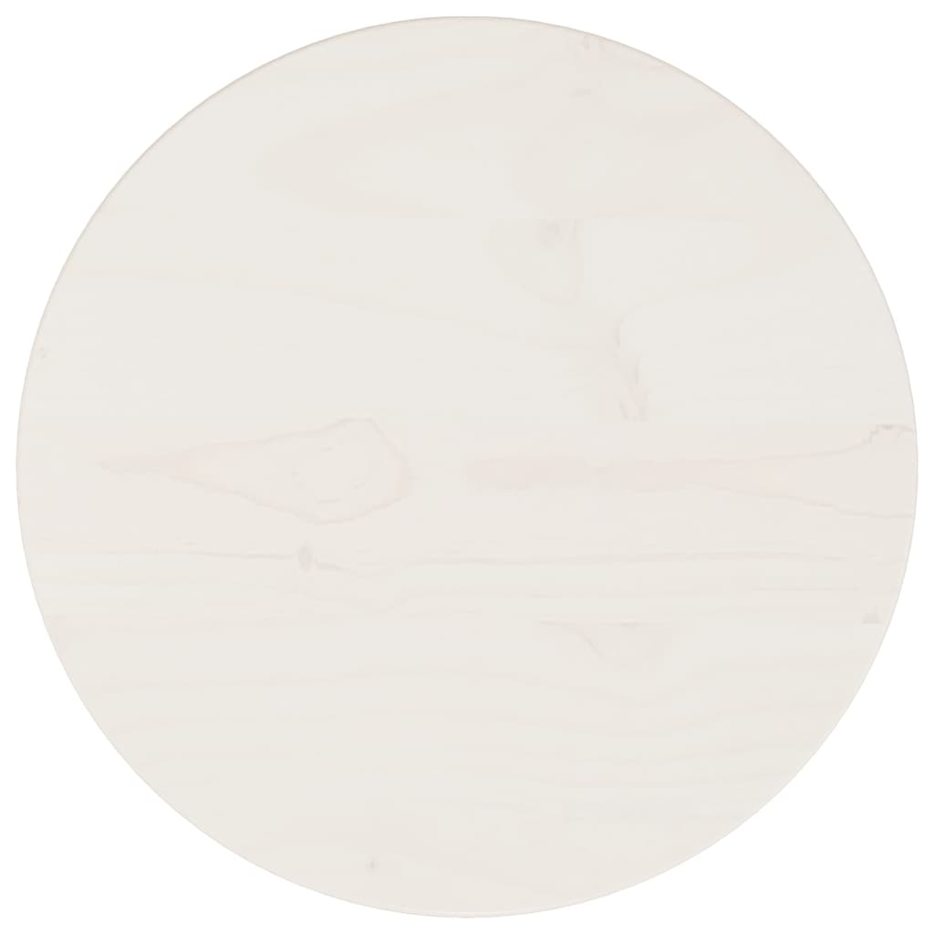 vidaXL Плот за маса, бял, Ø30x2,5 см, бор масив