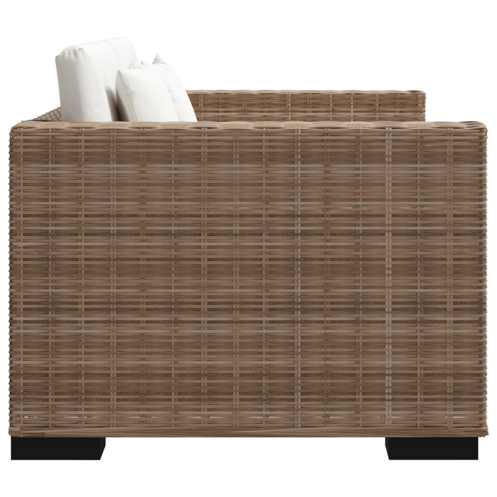 vidaXL Триместен диван, комплект от осем части, естествен ратан