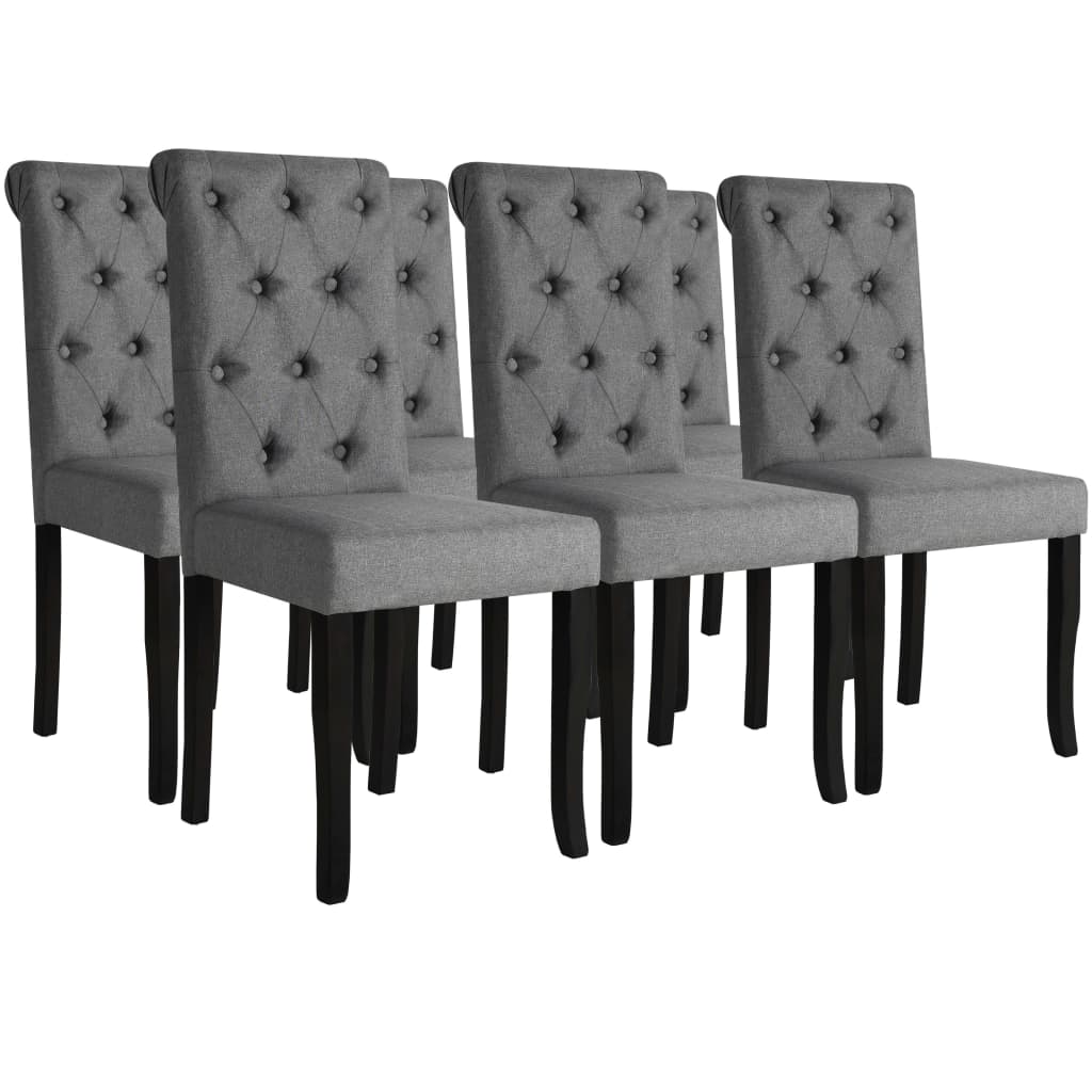 vidaXL Трапезни столове, 6 бр, тъмносиви, текстил