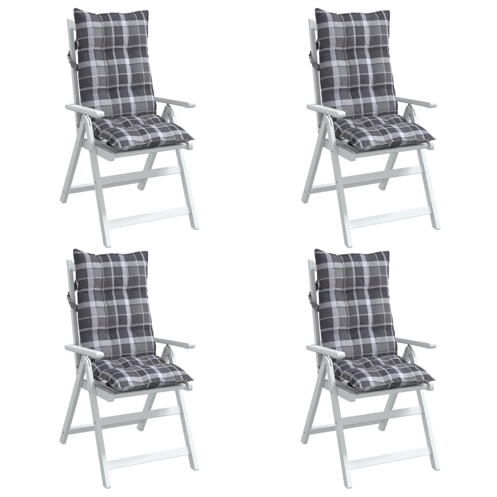 vidaXL Възглавници за столове с облегалка 4 бр сиво каре Оксфорд плат