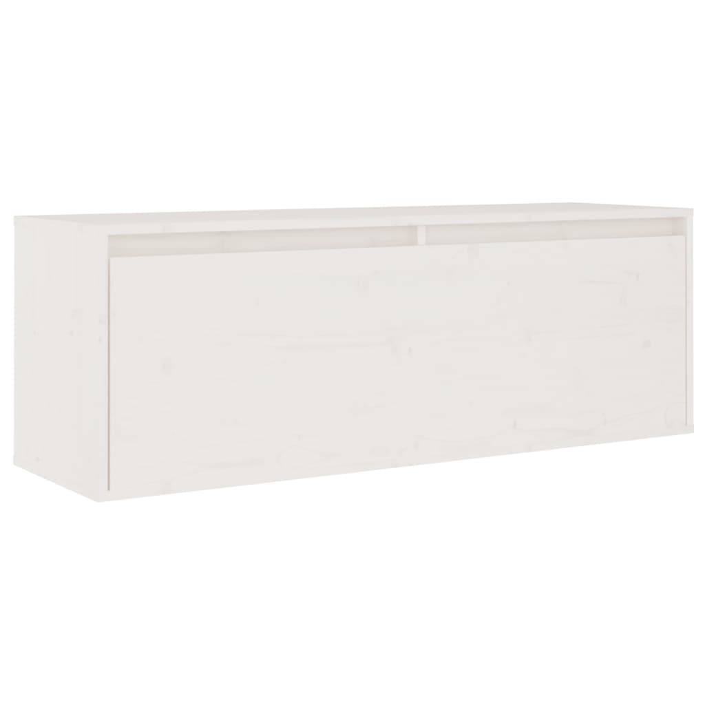 vidaXL Стенен шкаф, бял, 100x30x35 см, борово дърво масив