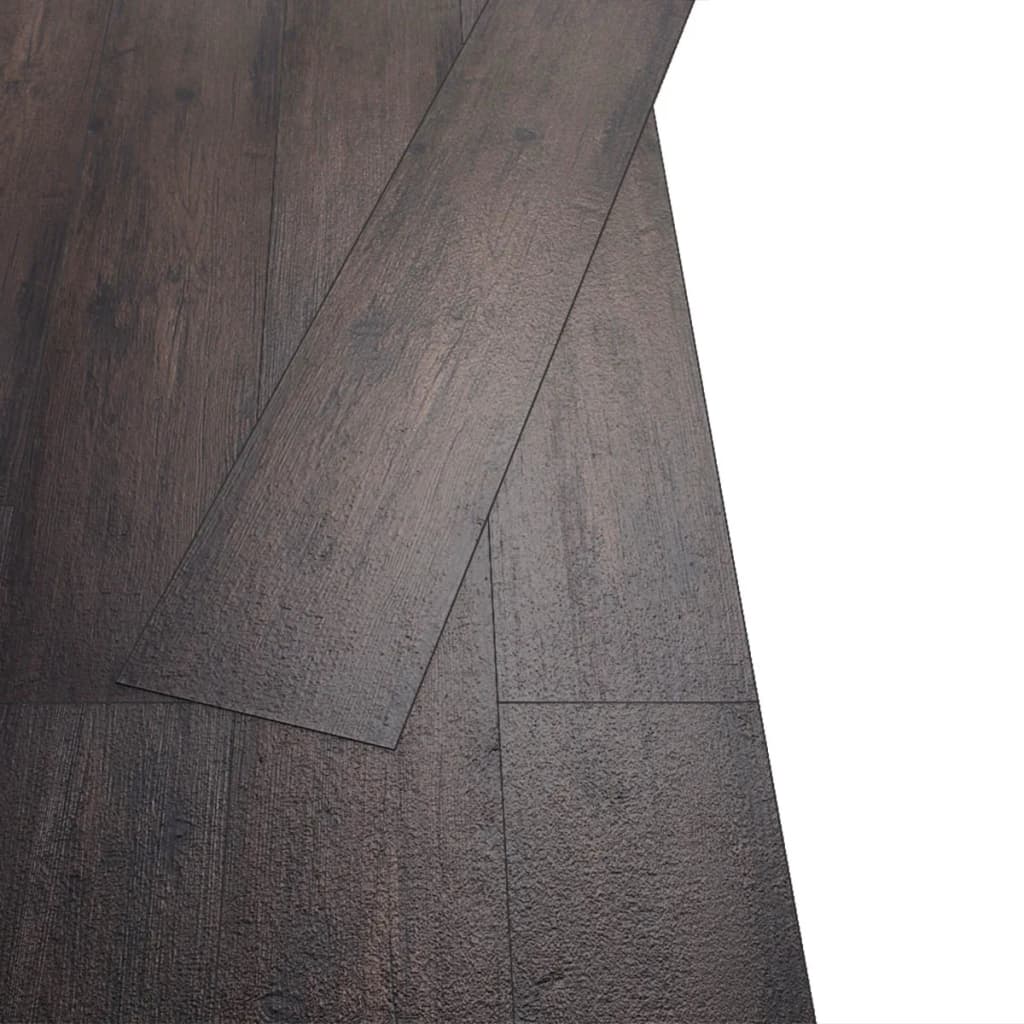 vidaXL Самозалепващи подови дъски от PVC 5,21 м² 2 мм тъмнокафяви