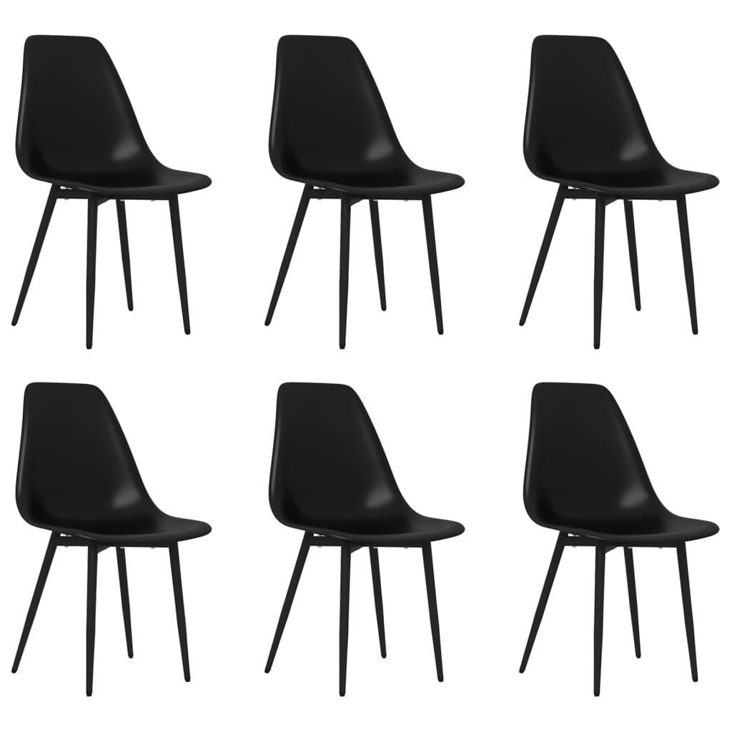 vidaXL Трапезни столове, 6 бр, черни, PP