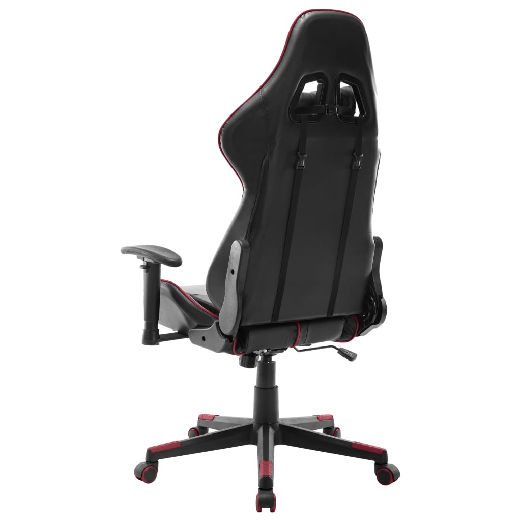 vidaXL Геймърски стол, черно и виненочервено, изкуствена кожа