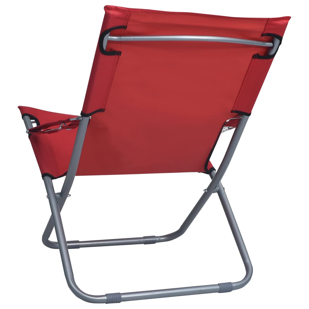 vidaXL Сгъваеми плажни столове, 2 бр, текстил, червени