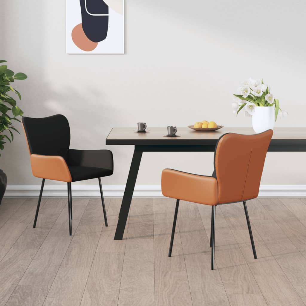 vidaXL Трапезни столове, 2 бр, черни, текстил и изкуствена кожа