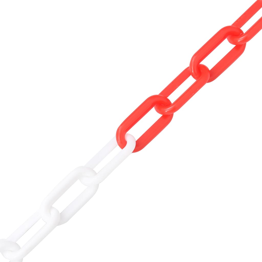 vidaXL Предупредителна верига, червено и бяло, 30 м, Ø8 мм, пластмаса
