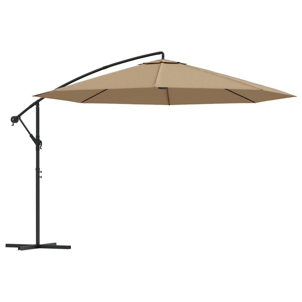vidaXL Градински чадър с чупещо рамо и алуминиев прът, 350 см, таупе
