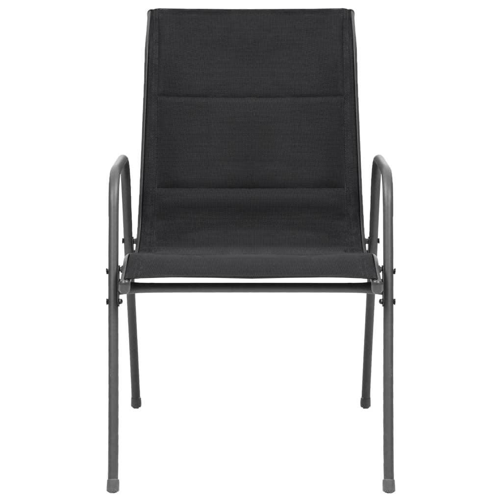 vidaXL Стифиращи градински столове, 4 бр, стомана и Textilene, черни