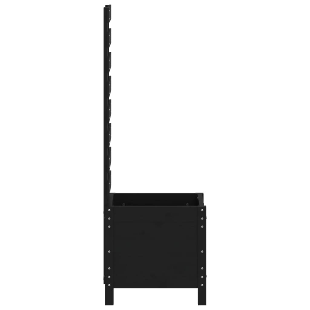 vidaXL Градинска кашпа със стойка черна 39x39,5x114 см дърво бор масив