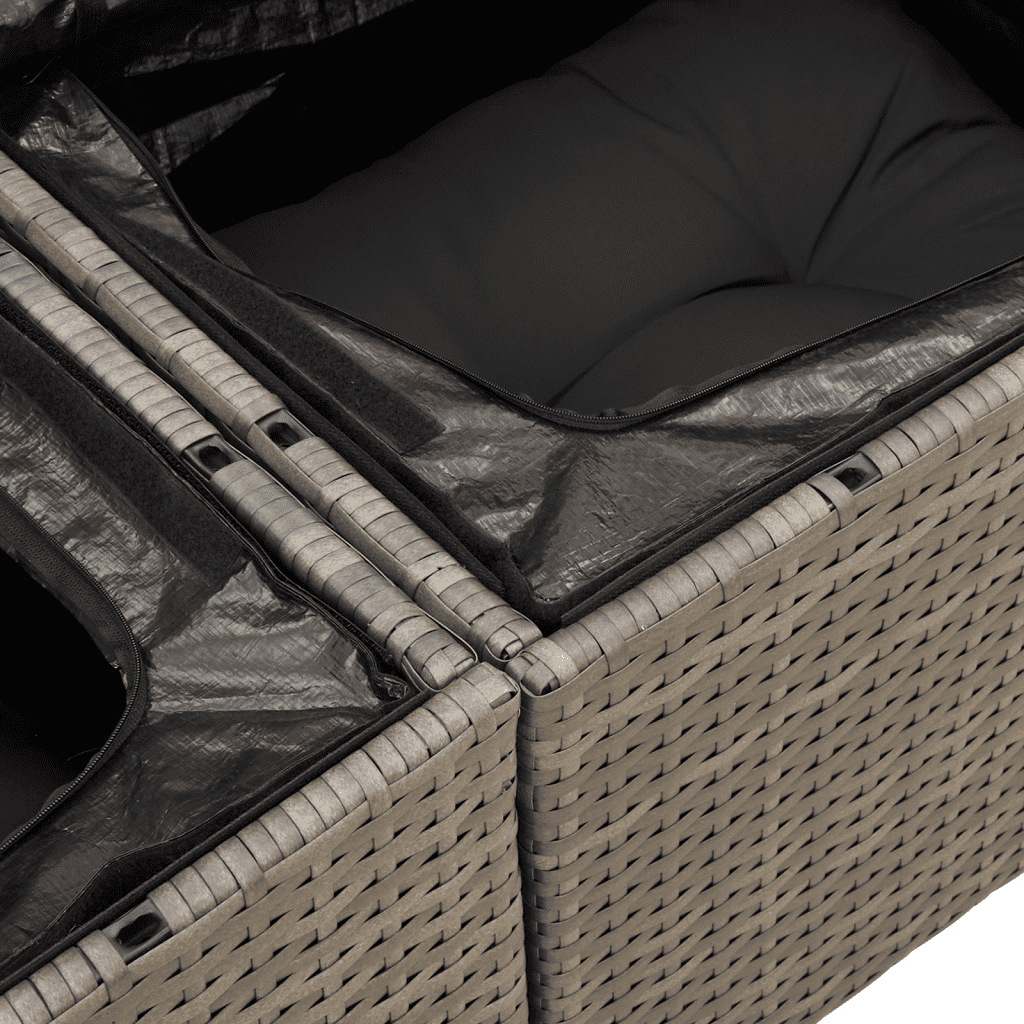 vidaXL Градински комплект диван с възглавници 13 части сив полиратан
