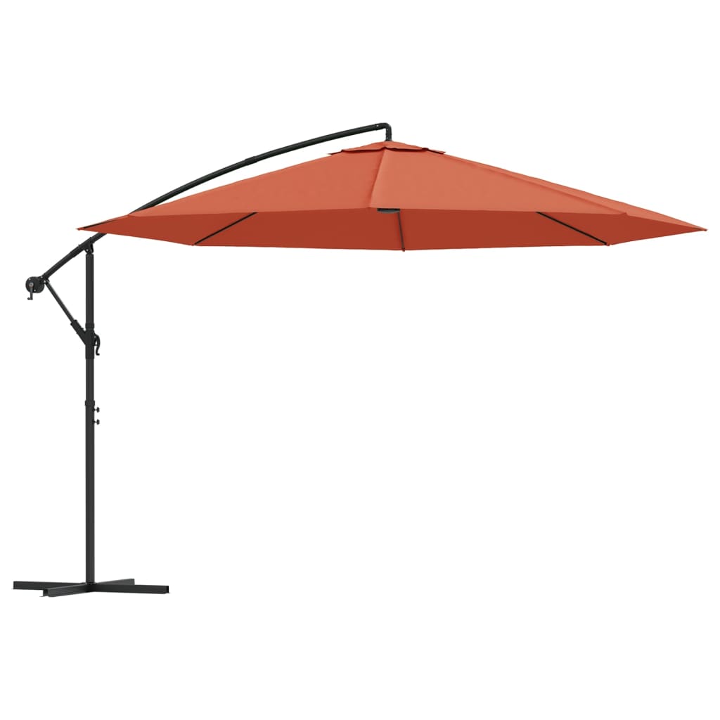 vidaXL Градински чадър, чупещо рамо и алуминиев прът, 350 см, теракота