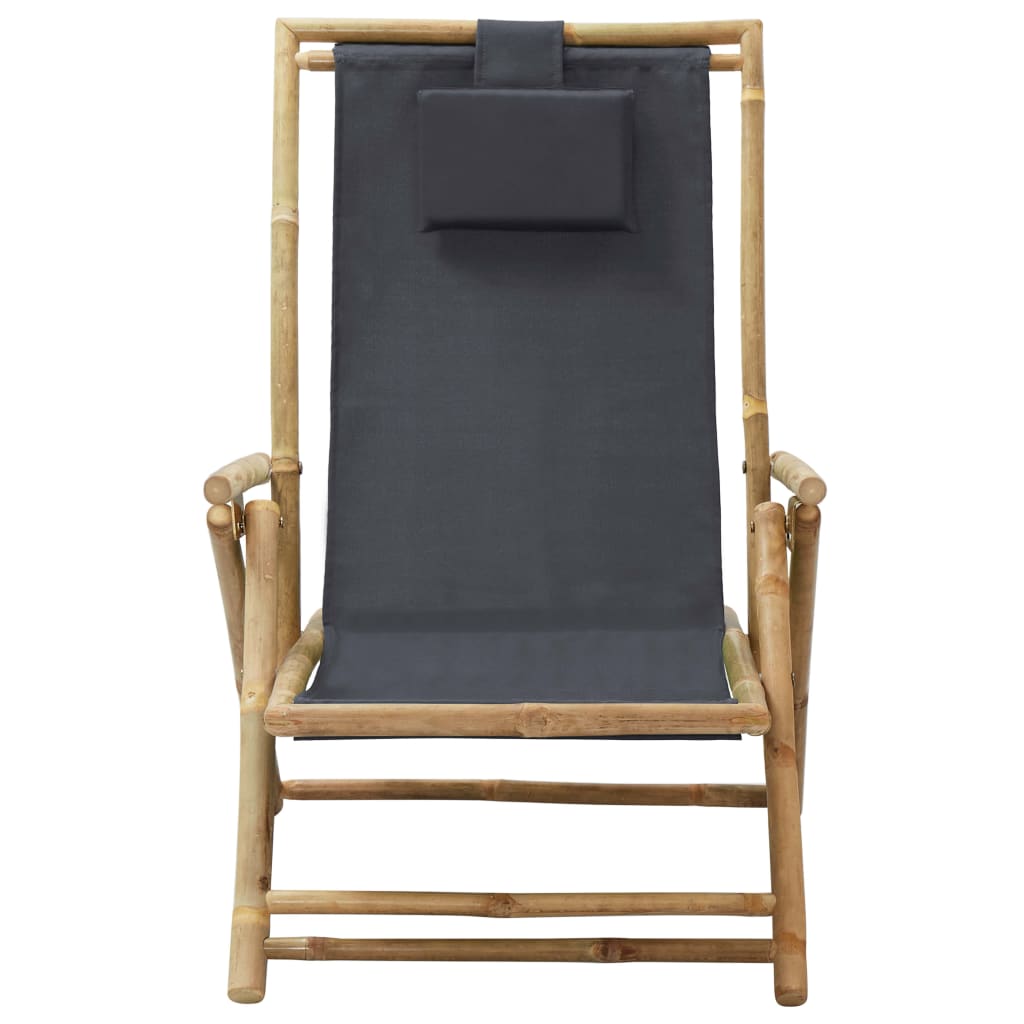 vidaXL Наклоняем стол за релакс, тъмносив, бамбук и текстил
