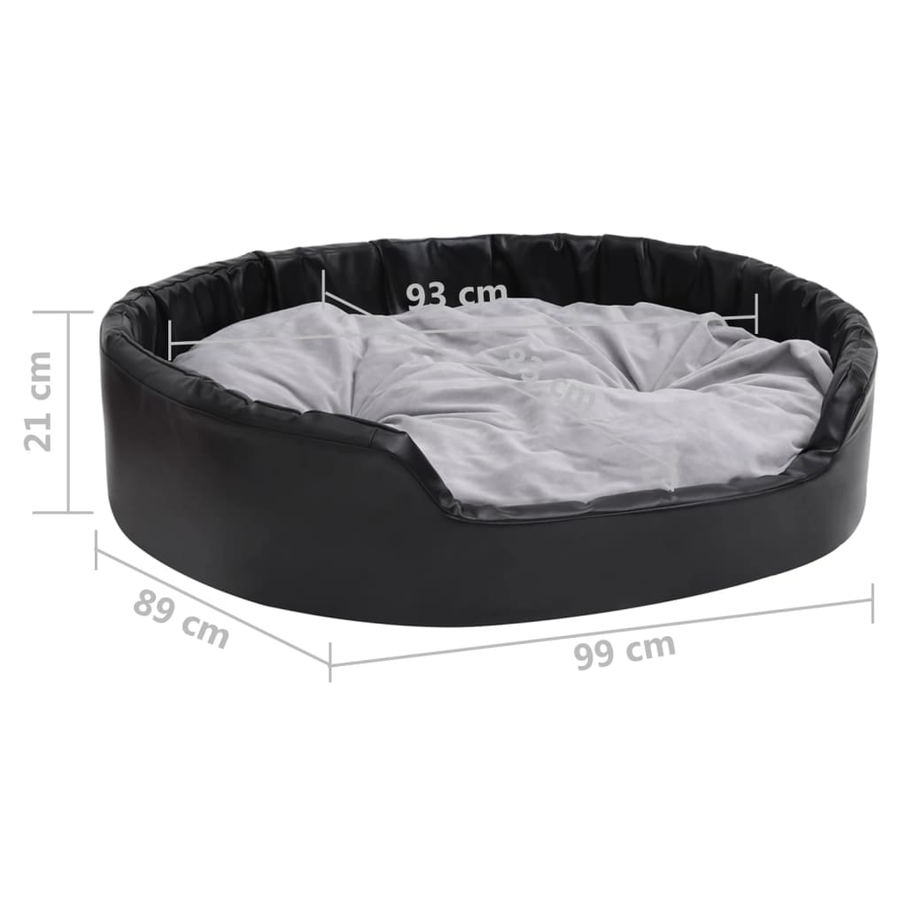 vidaXL Кучешко легло черно и сиво 99x89x21 см плюш и изкуствена кожа