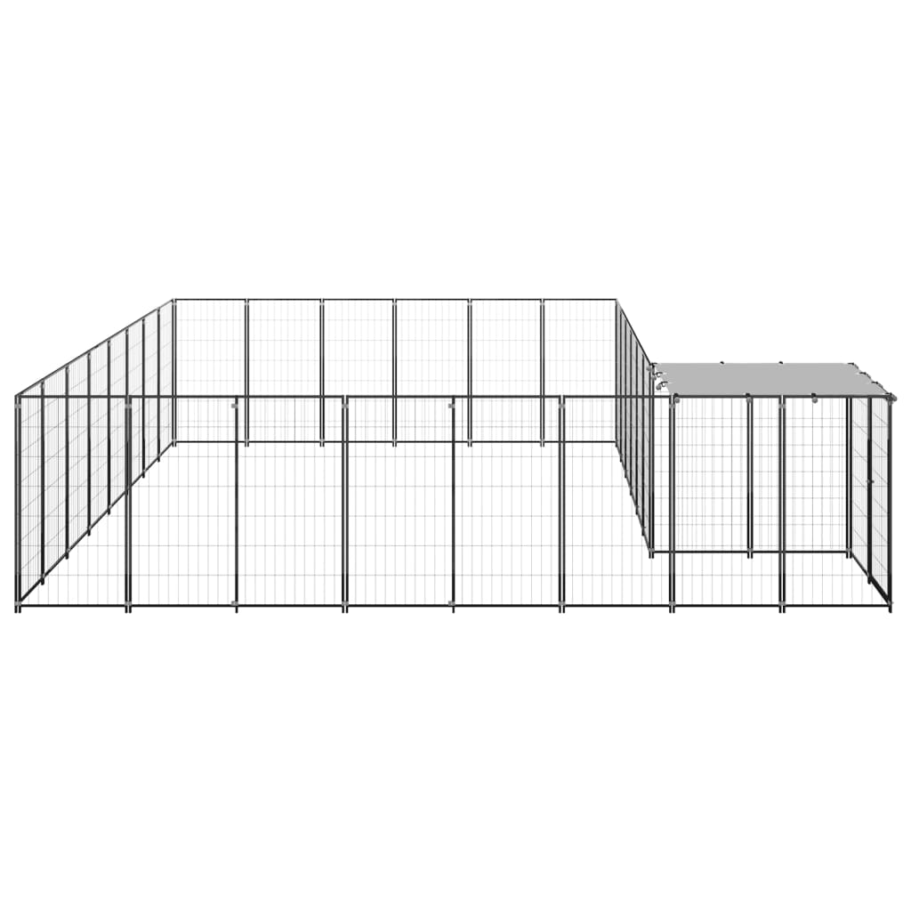 vidaXL Клетка за кучета, черна, 15,73 м², стомана