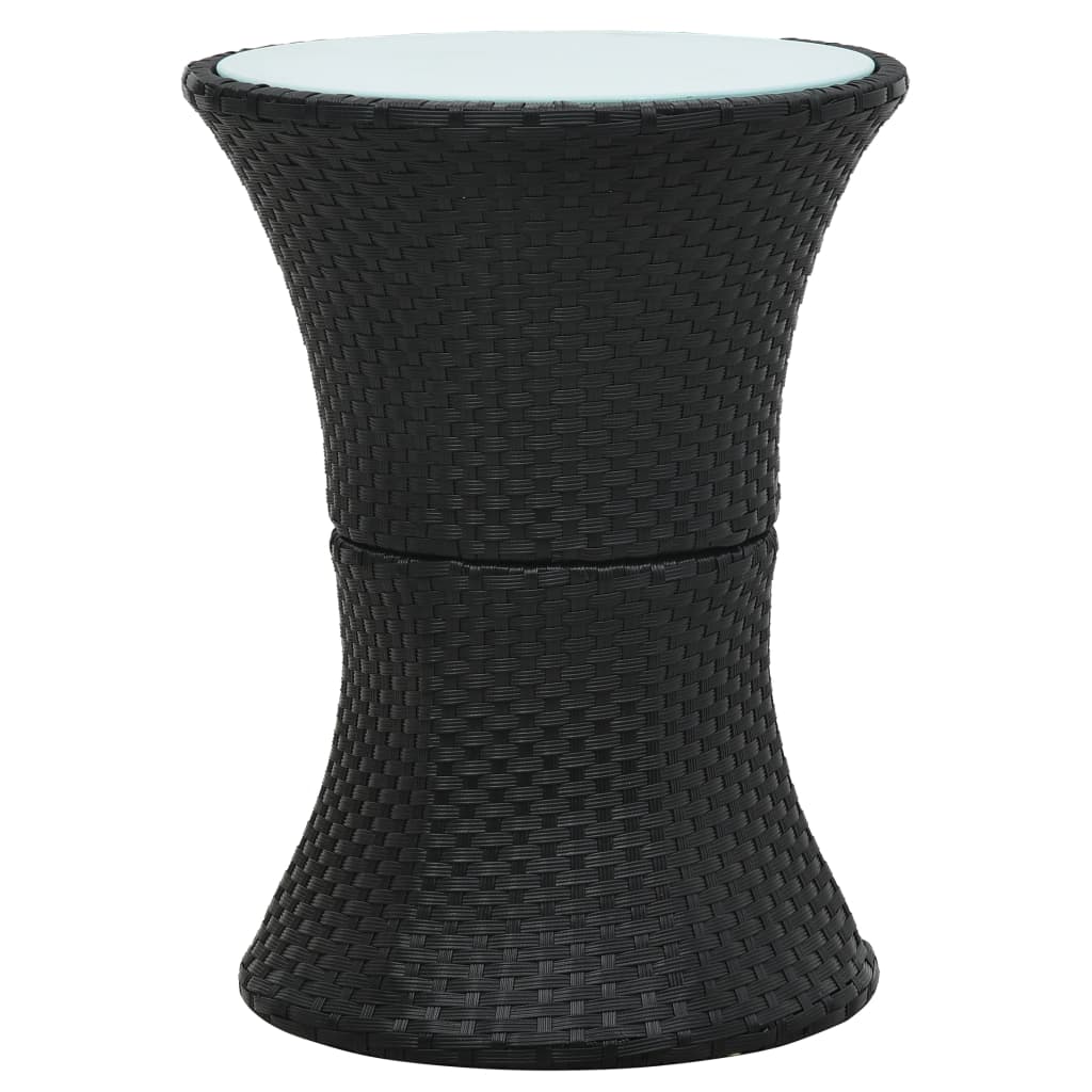 vidaXL Градинска странична маса с форма на барабан, черна, полиратан