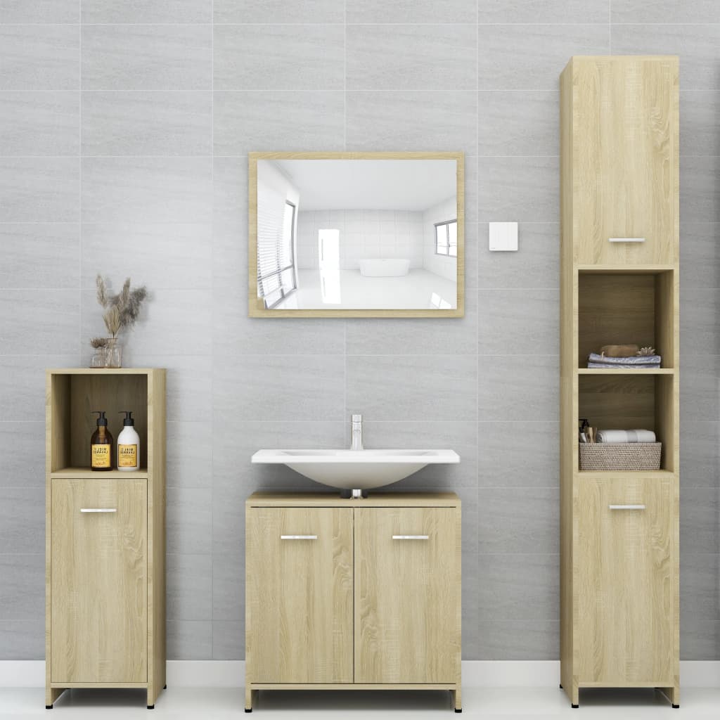 vidaXL Комплект мебели за баня от 4 части, дъб сонома, ПДЧ