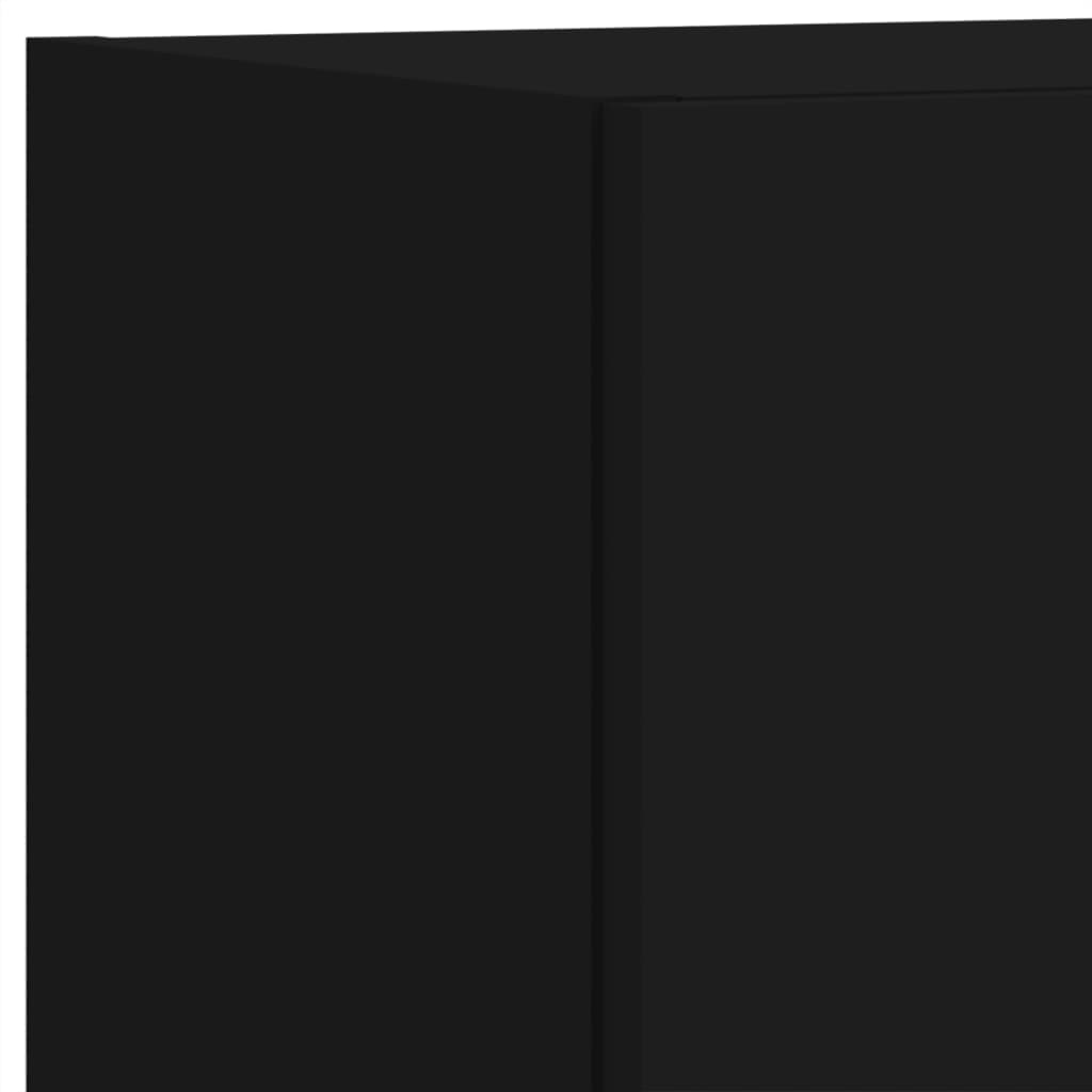 vidaXL ТВ шкаф с LED осветление, черен, 30,5x30x90 см