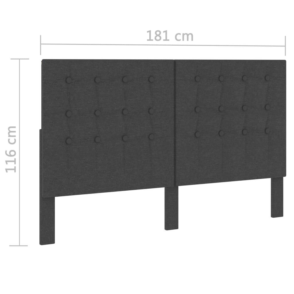vidaXL Тапицирана табла за спалня тъмносива текстил 180x200 см