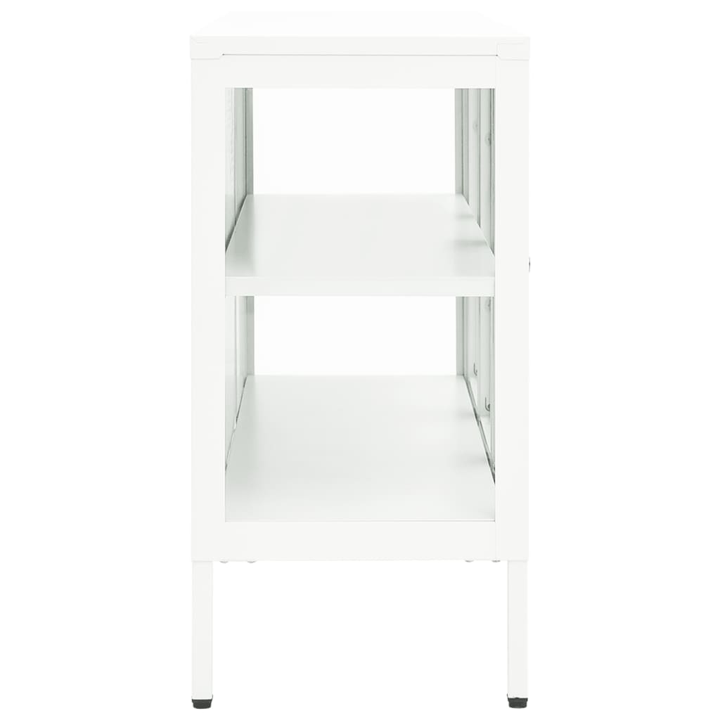 vidaXL Бюфет, бял, 105x35x70 см, стомана и стъкло