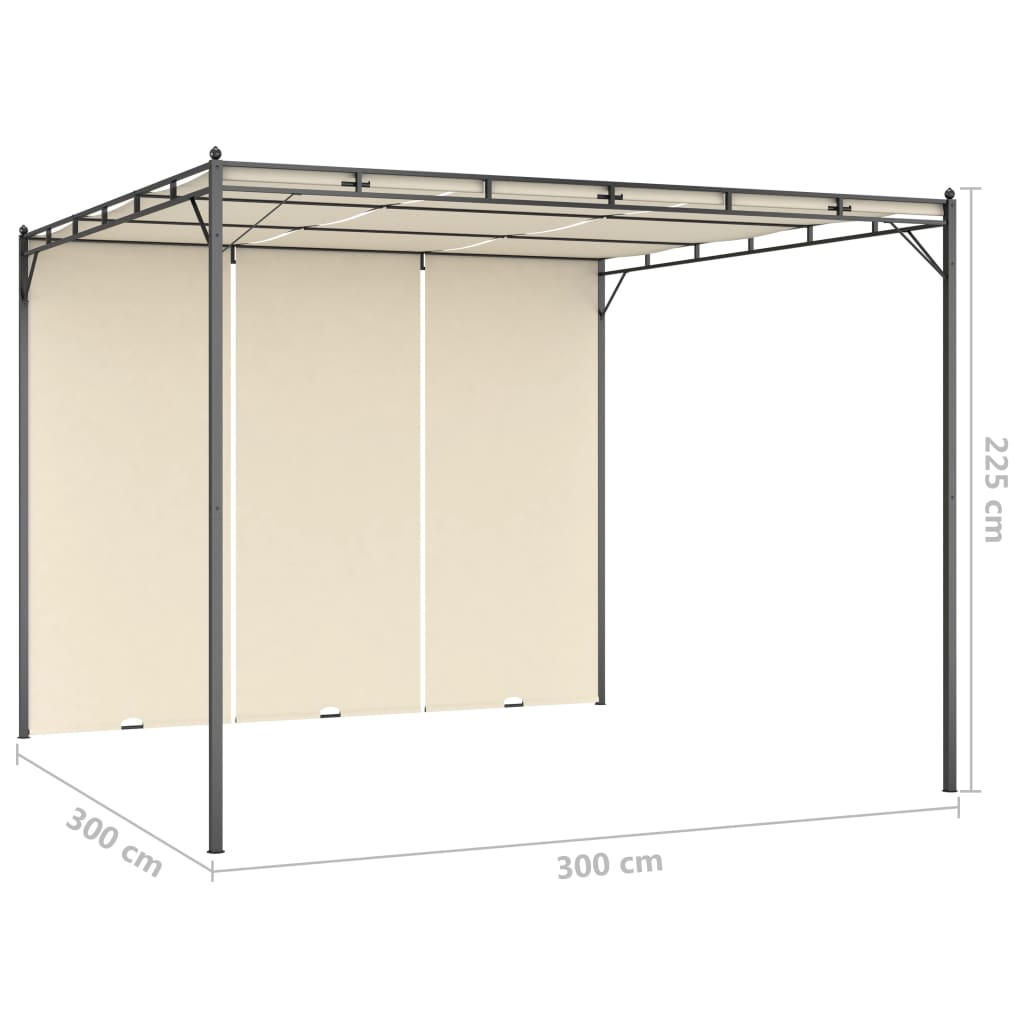 vidaXL Градинска шатра със странична завеса 3x3x2,25 м кремава