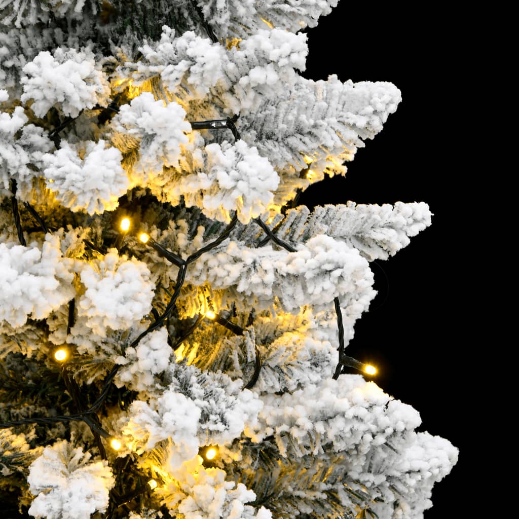 vidaXL Изкуствена коледна елха с шарнири 300 LED натрупан сняг 210 см