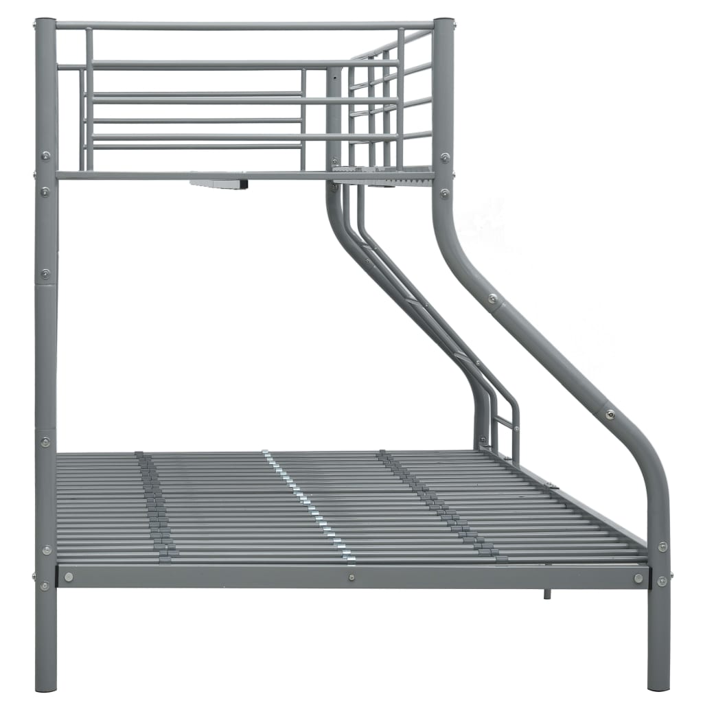 vidaXL Рамка за двуетажно легло, сива, метал, 140x200 см/90x200 см