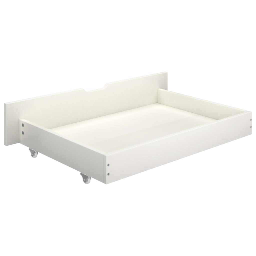 vidaXL Рамка за легло балдахин и 4 чекмеджета бяла бор масив 160x200см