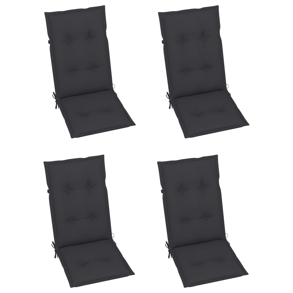 vidaXL Сгъваеми градински столове с възглавници, 3 бр, акация масив