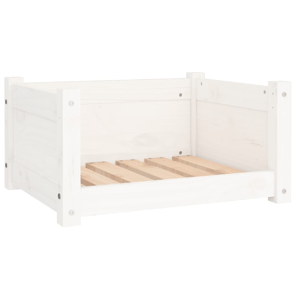 vidaXL Кучешко легло, бяло, 55,5x45,5x28 см, борова дървесина масив