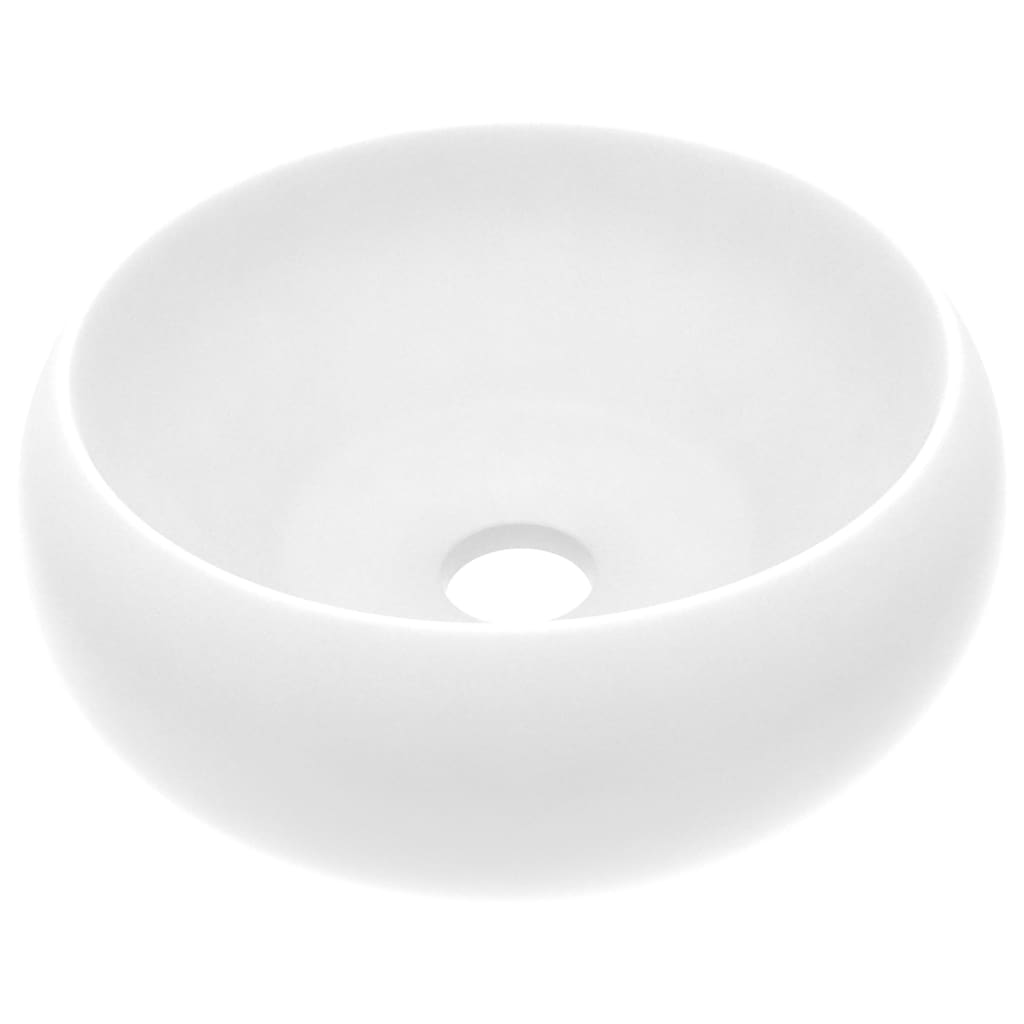 vidaXL Луксозна кръгла мивка, матово бяла, 40x15 см, керамика