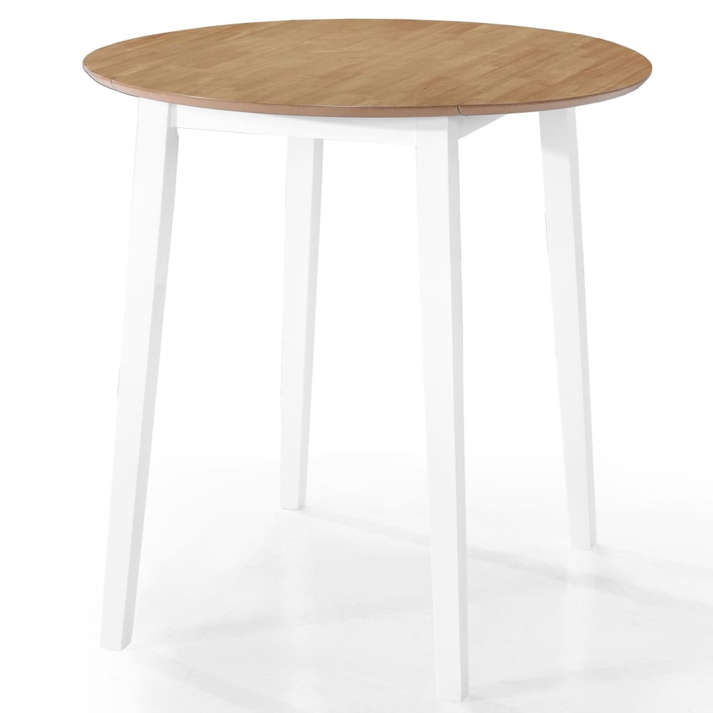 vidaXL Комплект бар маса и столове 5 части дърво масив естествен и бял
